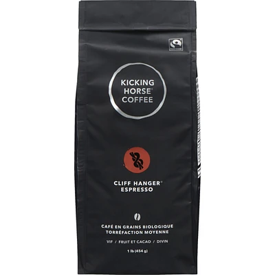 Organic Fairtrade Medium Roast Whole Bean Coffee, Cliff Hanger Espresso