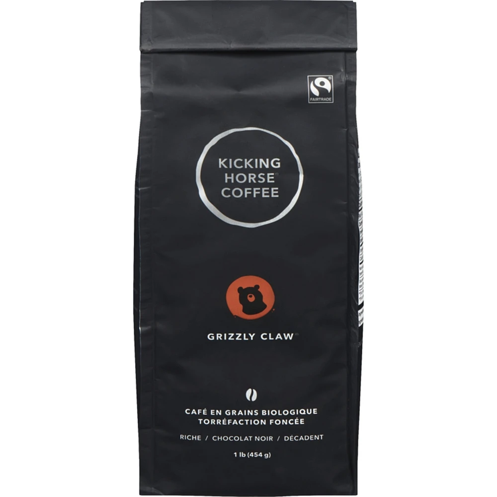 Organic Fairtrade Dark Roast Whole Bean Coffee, Grizzly Claw