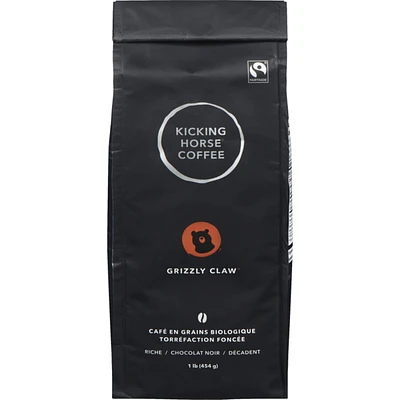 Organic Fairtrade Dark Roast Whole Bean Coffee, Grizzly Claw