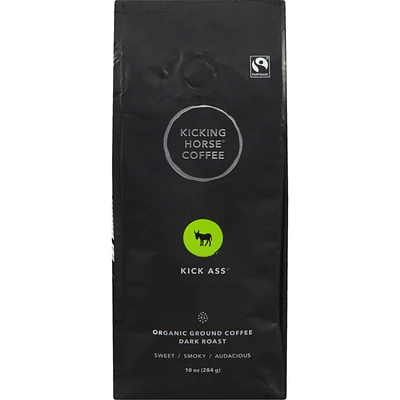 Organic Fairtrade Dark Roast Ground Coffee, Kick Ass
