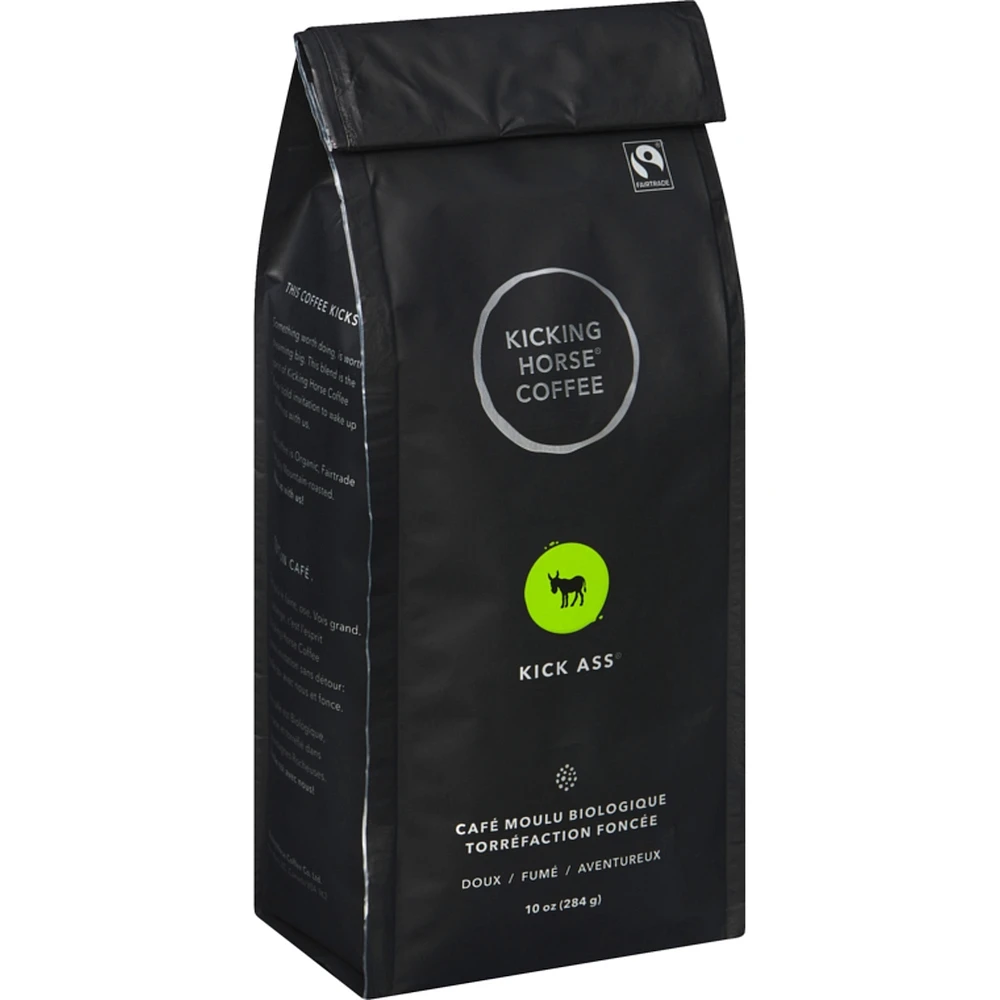 Organic Fairtrade Dark Roast Ground Coffee, Kick Ass
