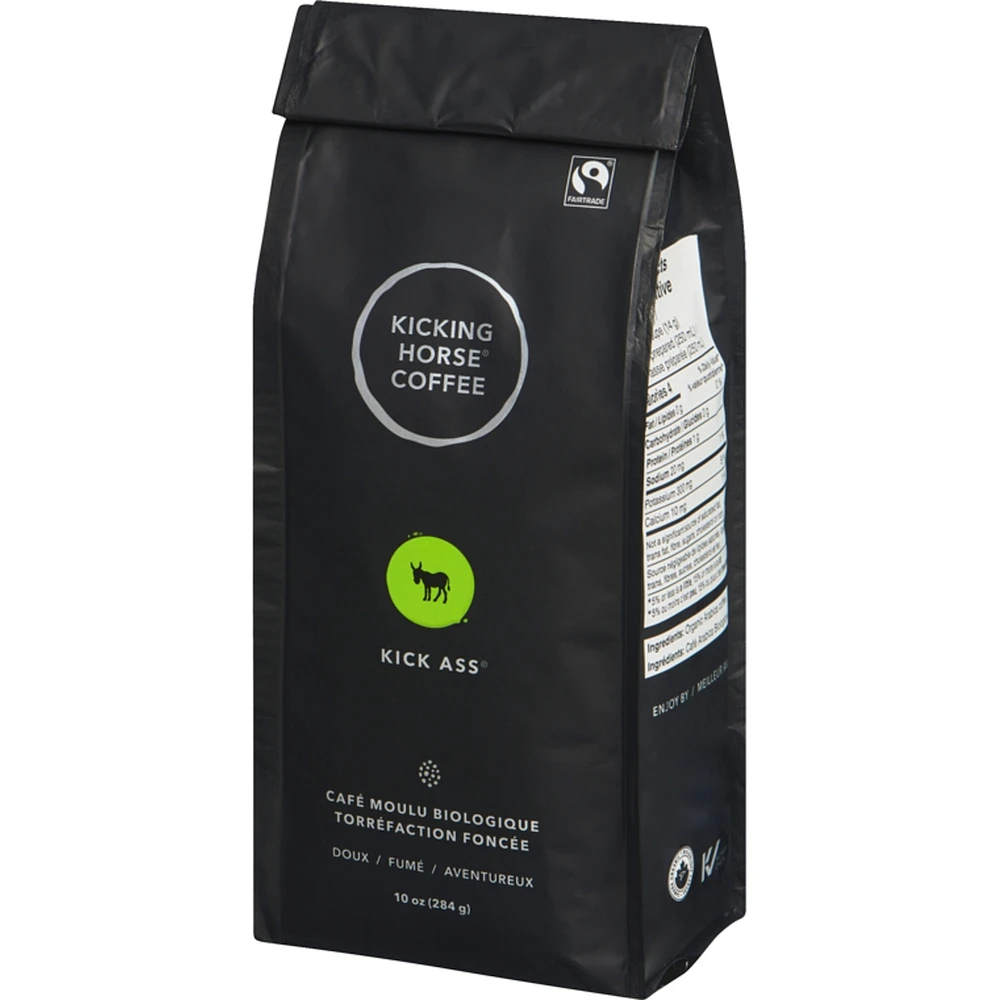 Organic Fairtrade Dark Roast Ground Coffee, Kick Ass