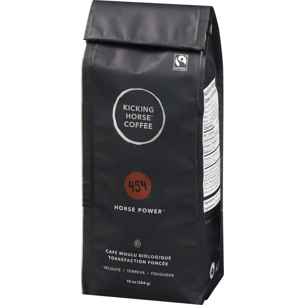 Organic Fairtrade Dark Roast Ground Coffee, 454 Horse Power
