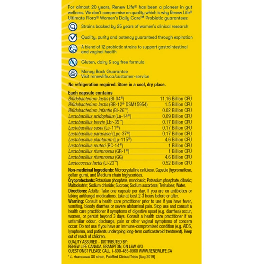 Ultimate Flora Women's Daily Care Probiotic, 25 Billion Active Cultures
