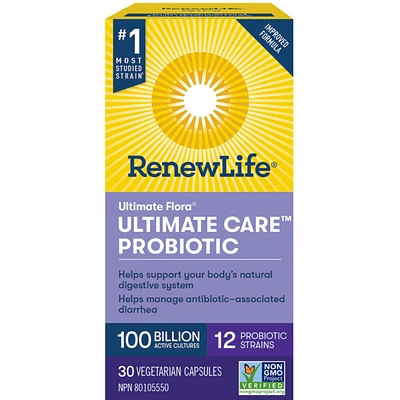 Ultimate Flora Ultimate Care Probiotic, 100 Billion Active Cultures, 30 Vegetarian capsules