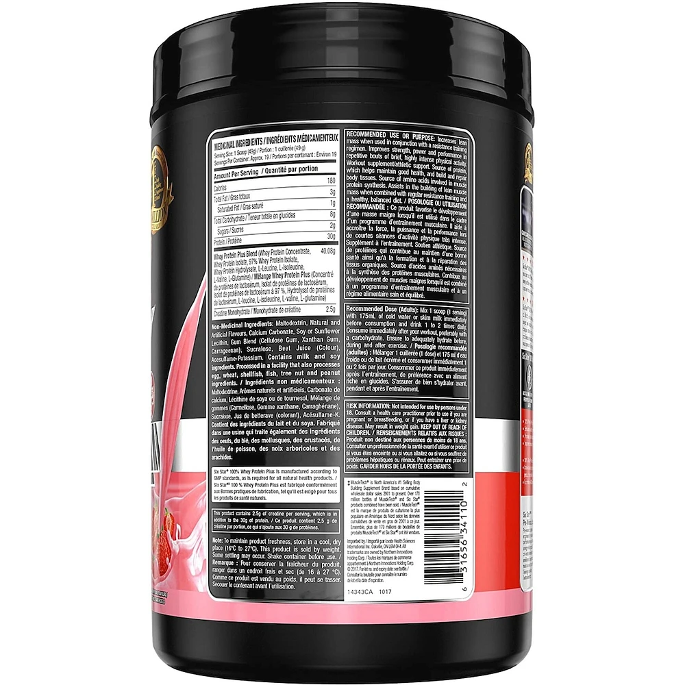 Six Star Elite Series Whey Protein Plus Strawberry Powder
