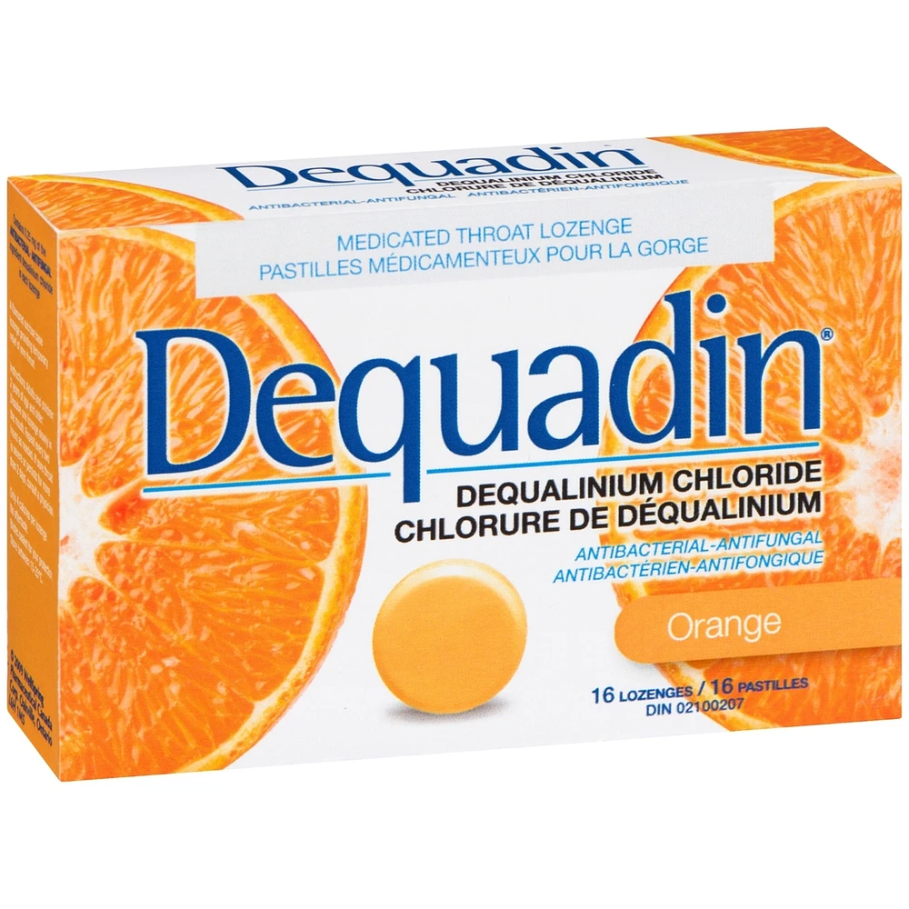 Dequadin Dequalinium Chloride Orange 16 Lozenges
