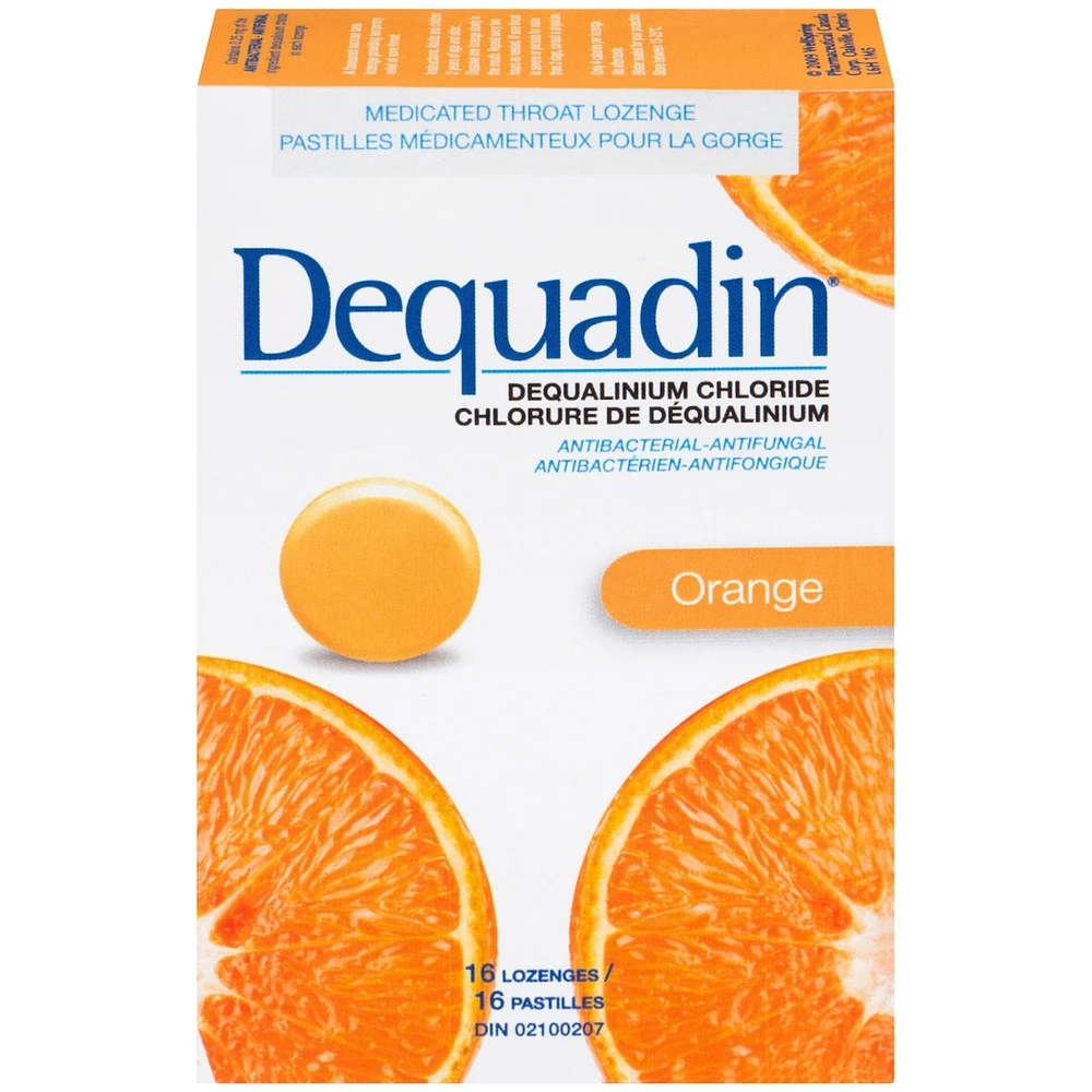 Dequadin Dequalinium Chloride Orange 16 Lozenges