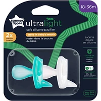 Ultra-light Pacifiers, 18- months, 2 pack of one piece silicone