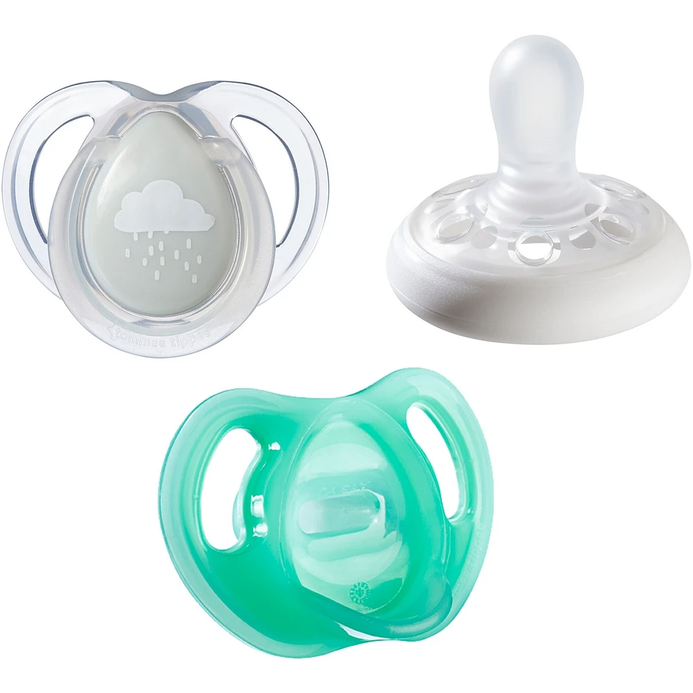 Pick-a-Paci Mixed Pacifier 3 Pack, Breast-like, Ultralight and Night-Time Glow in the Dark, 0-6m