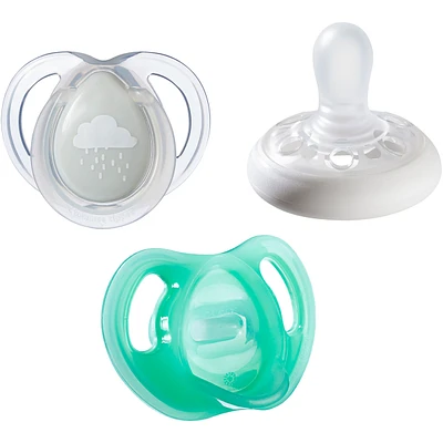 Pick-a-Paci Mixed Pacifier 3 Pack, Breast-like, Ultralight and Night-Time Glow in the Dark, 0-6m
