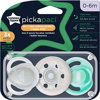 Pickapaci, 0-6 months pacifier starter set including a breast-like pacifier, breast-like night pacifier and ultralight pacifier, set of 4