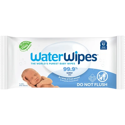 Plastic-Free Original Baby Wipes, 99.9% Water Based Unscented & Hypoallergenic for Sensitive Skin, Packaging May Vary