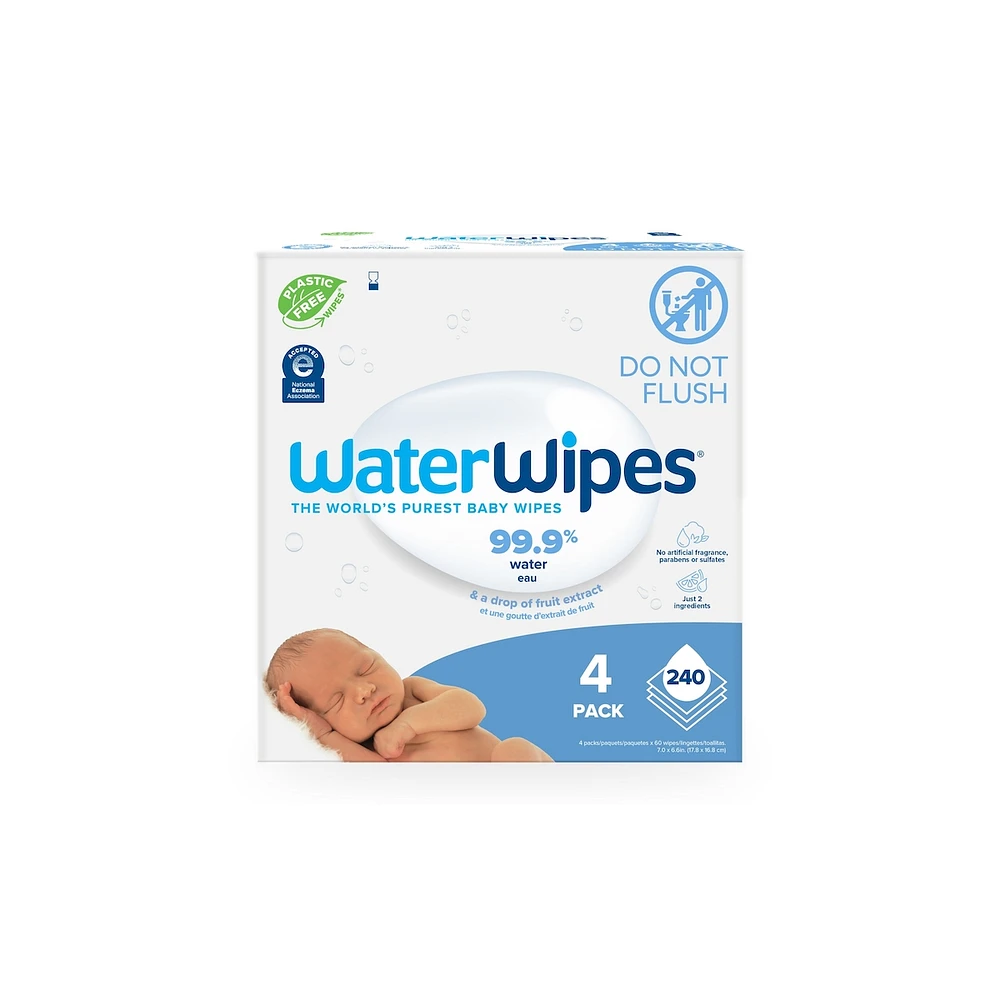 Plastic-Free Original Baby Wipes, 99.9% Water Based Unscented & Hypoallergenic for Sensitive Skin, Packaging May Vary