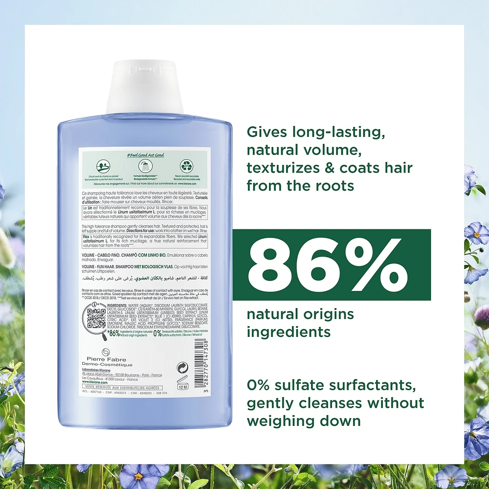 Shampoo with ORGANIC Flax - Volume - Fine hair