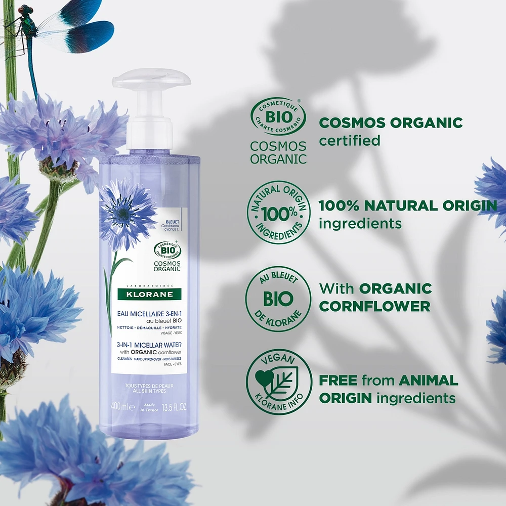 3-in-1 Micellar water with ORGANIC Cornflower