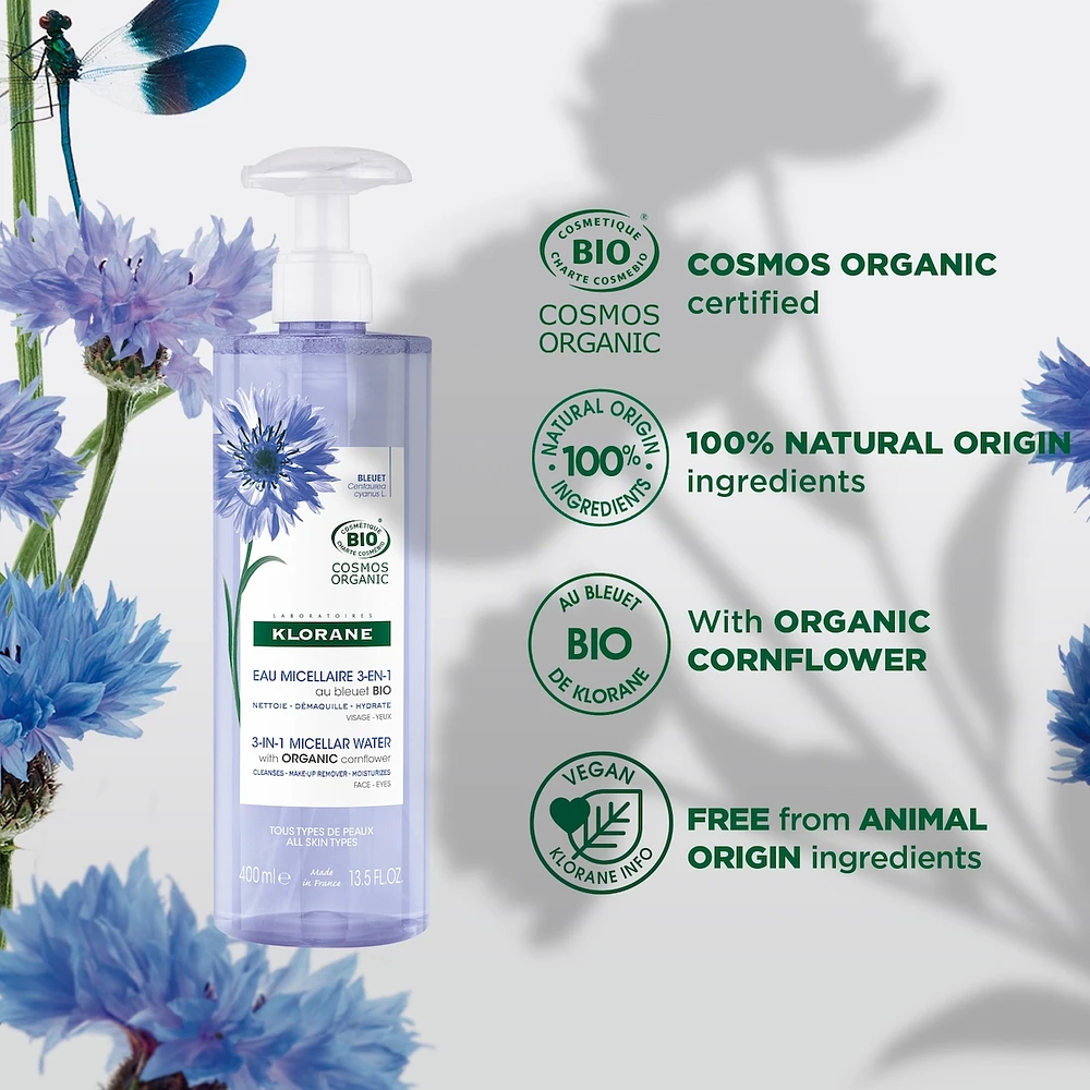 3-in-1 Micellar water with ORGANIC Cornflower DUO
