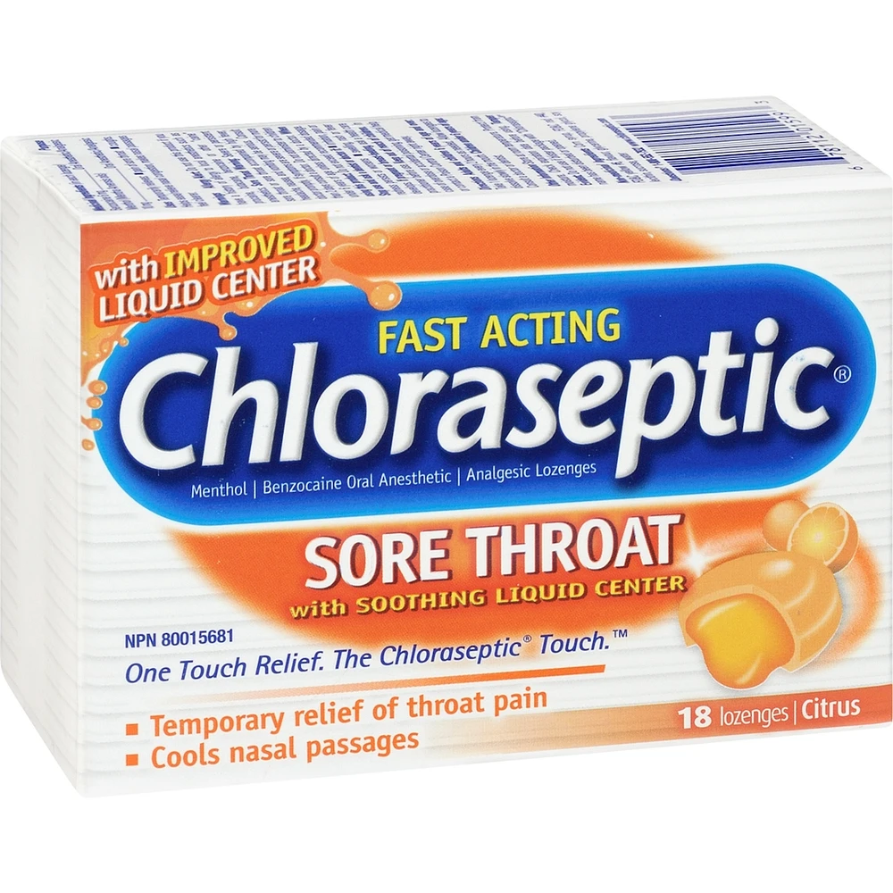 Chloraseptic Sore Throat with  Soothing Liquid Centre Lozenges Citrus