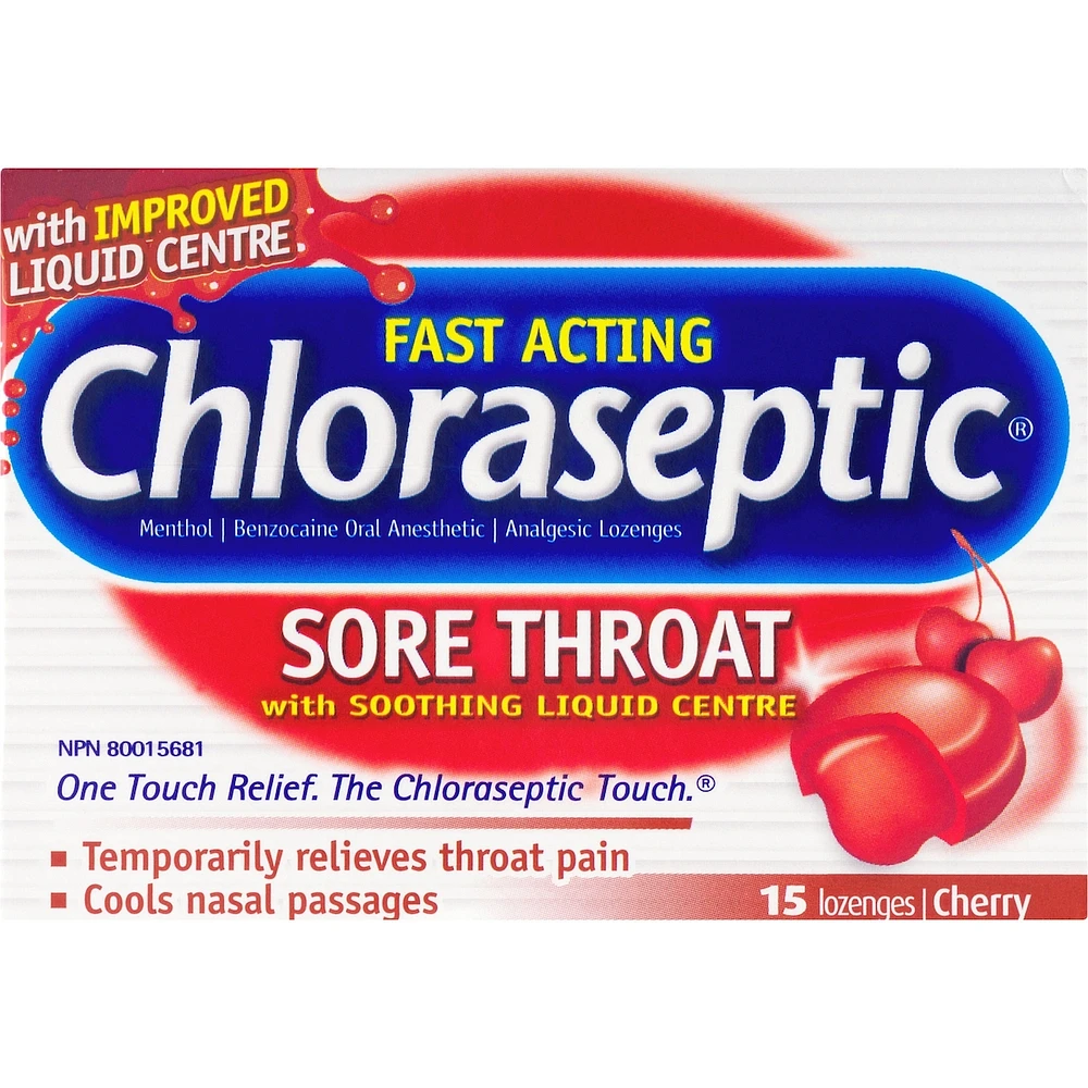 Chloraseptic Sore Throat with Soothing Liquid Centre Lozenges Cherry