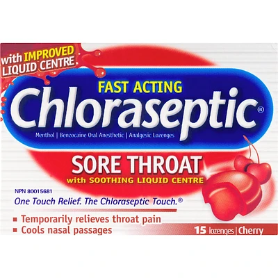 Chloraseptic Sore Throat with Soothing Liquid Centre Lozenges Cherry