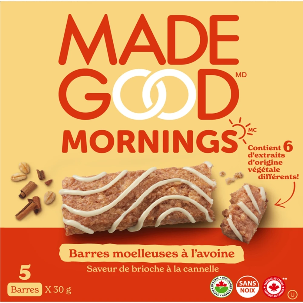 Barres moelleauses à l'avoine Saveur de brioche  à la cannelle