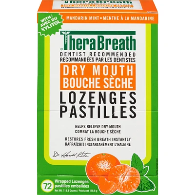 TheraBreath Dry Mouth Lozenges Mandarin Mint 72 Wrapped Lozenges