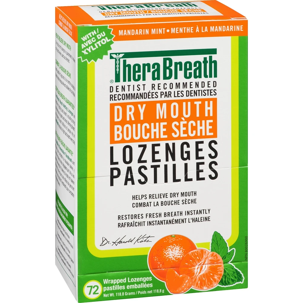 TheraBreath Dry Mouth Lozenges Mandarin Mint 72 Wrapped Lozenges