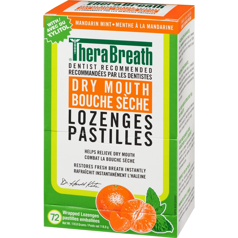TheraBreath Dry Mouth Lozenges Mandarin Mint 72 Wrapped Lozenges