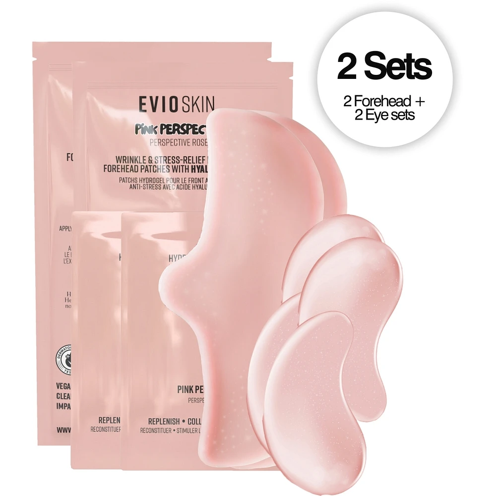 Pink Perspective Hydrogel Wrinkle & Stress-Relief Forehead & Eye Therapy Kit with Hyaluronic Acid (x2 sets)