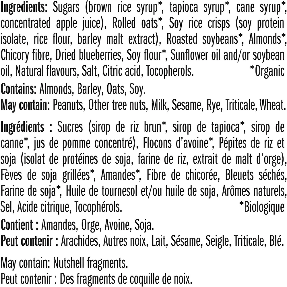 Blueberry Almond Crisp Energy Bar, 70% Organic Ingredients, No Artifical Flavours, 68 g (Pack of 12)