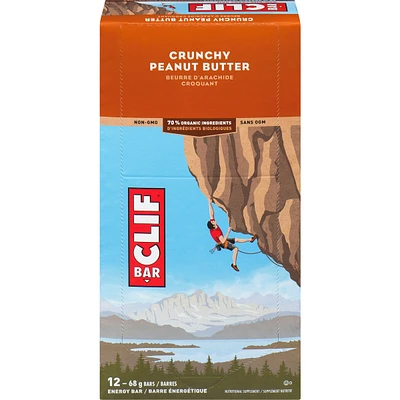 CLIF BAR - Energy Bars - Crunchy Peanut Butter - (68 Gram Protein Bars, 12 Count)