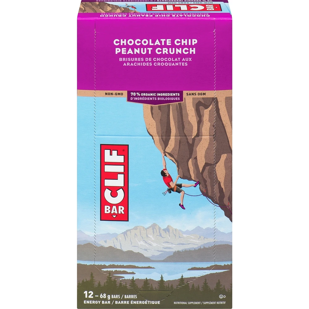 CLIF BAR - Energy Bars - Chocolate Chip Peanut Crunch - (68 Gram Protein Bars, 12 Count)
