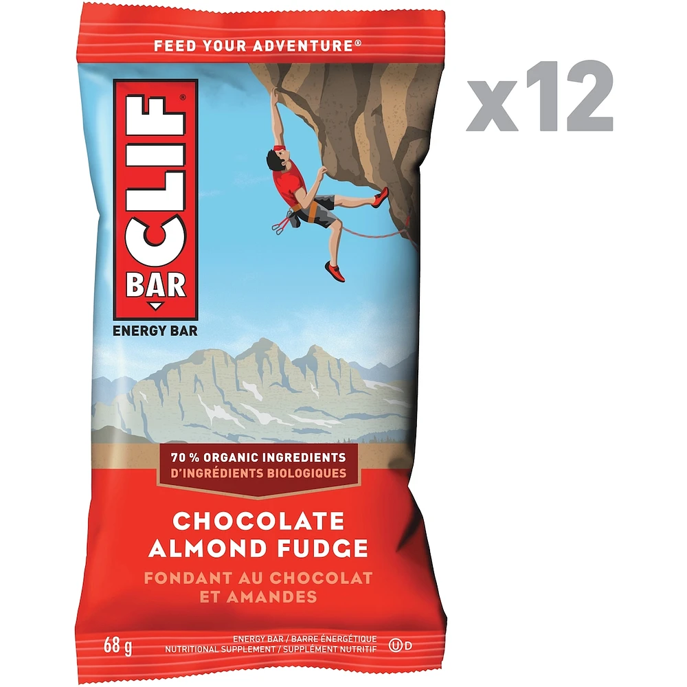 CLIF BAR - Energy Bars - Chocolate Almond Fudge - (68 Gram Protein Bars, 12 Count)