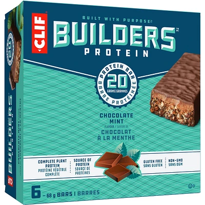 CLIF BUILDERS™  - Protein Bars - Chocolate Mint - (68 Gram Non-GMO Bars, 6 Count)