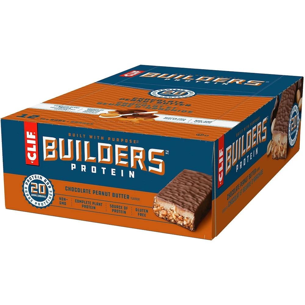 CLIF BUILDERS™ - Protein Bars - Chocolate Peanut Butter Flavour - (68 Gram Non-GMO Bars, 12 Count)