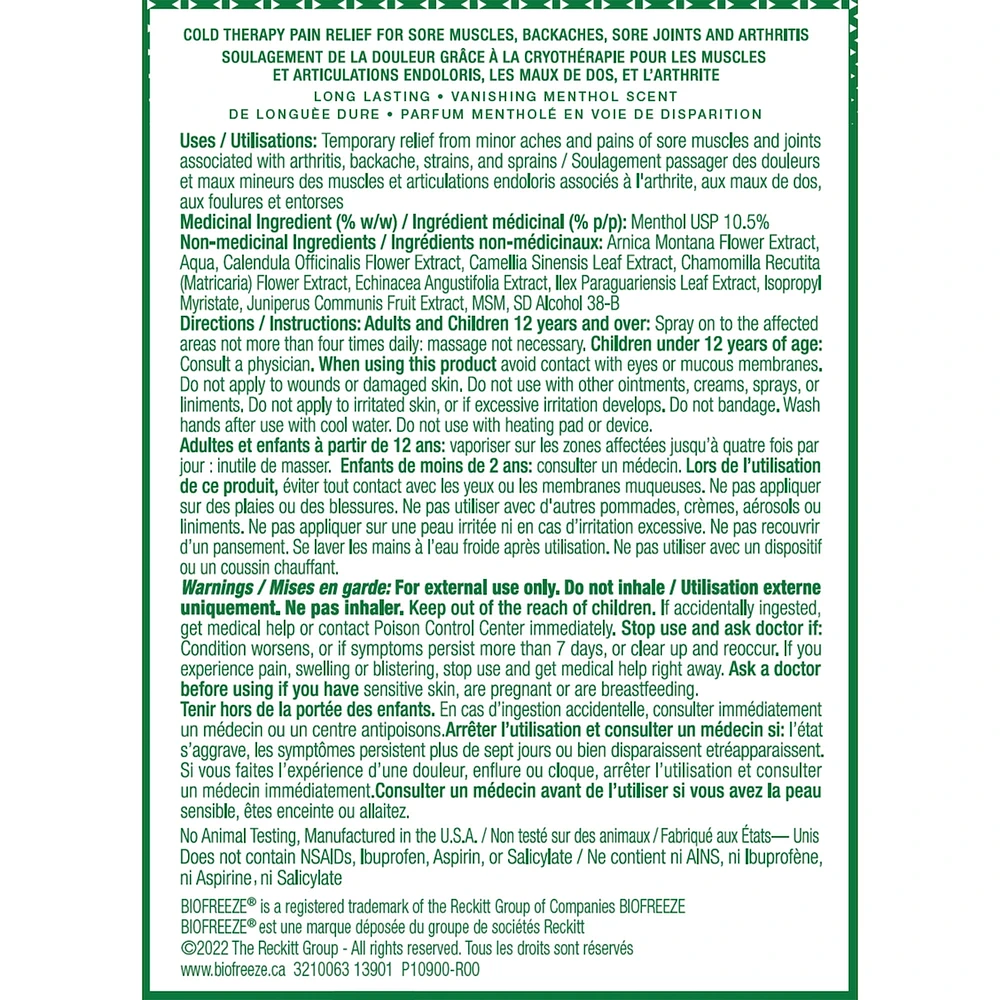 Biofreeze Fast Acting Menthol Pain Relief Spray