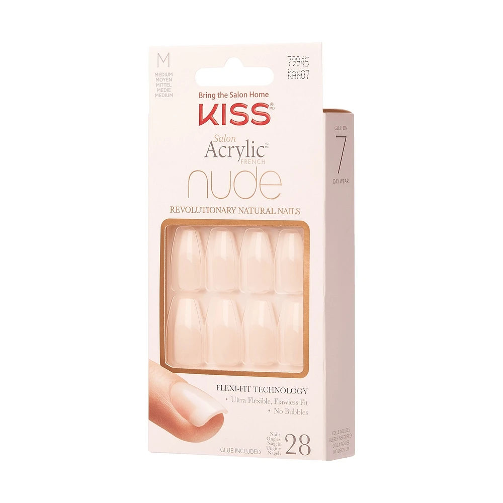 Kiss Salon Acrylic - French Nude Leilani - Fake Nails, 28 Count, Medium