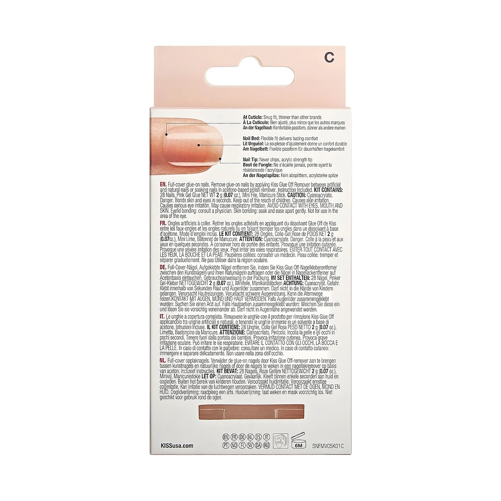 Kiss Salon Acrylic - French Nude Leilani - Fake Nails, 28 Count, Medium
