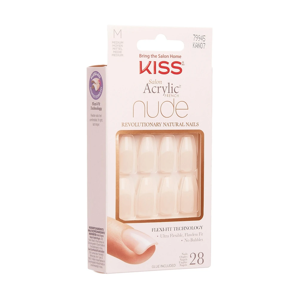 Kiss Salon Acrylic - French Nude Leilani - Fake Nails, 28 Count, Medium