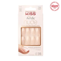 Kiss Salon Acrylic - French Nude Leilani - Fake Nails, 28 Count, Medium