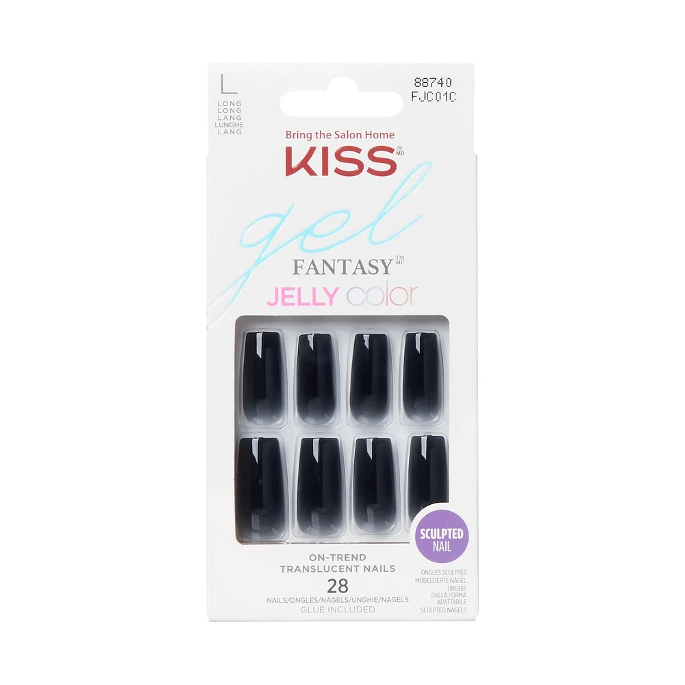 Kiss Gel Fantasy - Jelly Gellee Fake Nails, 28 Count, Long