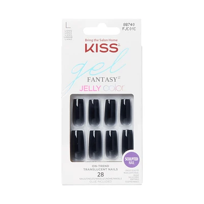 Kiss Gel Fantasy - Jelly Gellee Fake Nails, 28 Count, Long
