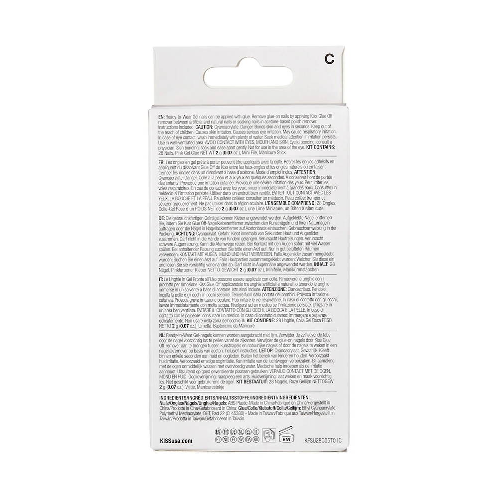 Kiss Gel Fantasy - Countless Times Fake Nails, 28 Count, Long