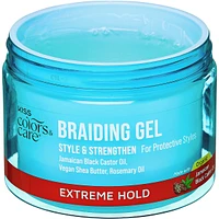 KISS Colors & Care Braiding Gel, Extreme Hold, Nourishing & Organic, 6 oz.