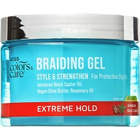 KISS Colors & Care Braiding Gel, Extreme Hold, Nourishing & Organic, 6 oz.