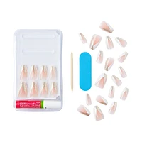 Kiss Classy Press-On Nails, The Boss, Glittery French, Medium Coffin, 31 Count