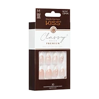 Kiss Premium Classy Press-On Nails, White Tipped French, Medium, Almond Shape, 33 Count