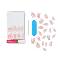 Kiss Premium Classy Press-On Nails, White Tipped French, Medium, Almond Shape, 33 Count