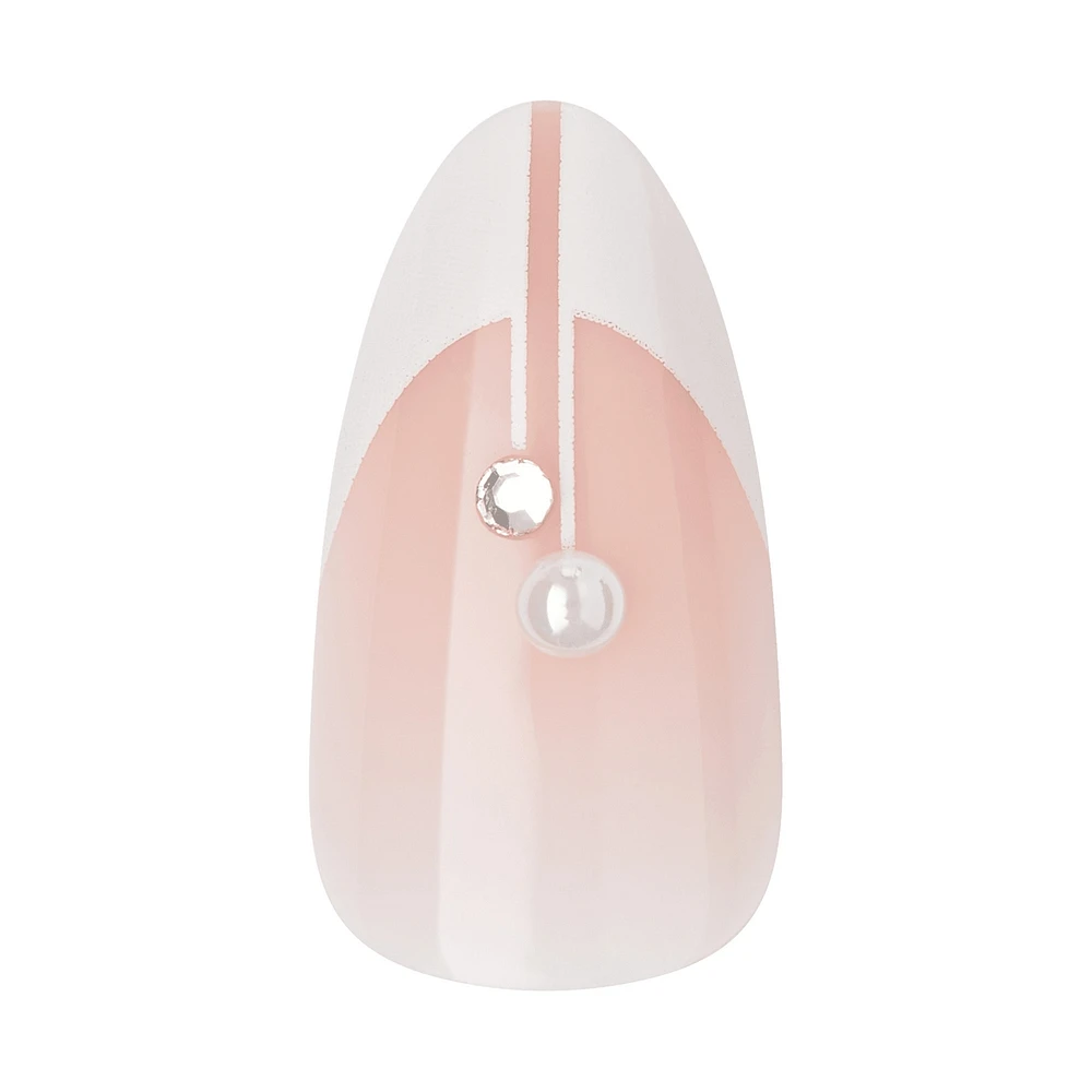 Kiss Premium Classy Press-On Nails, White Tipped French, Medium, Almond Shape, 33 Count