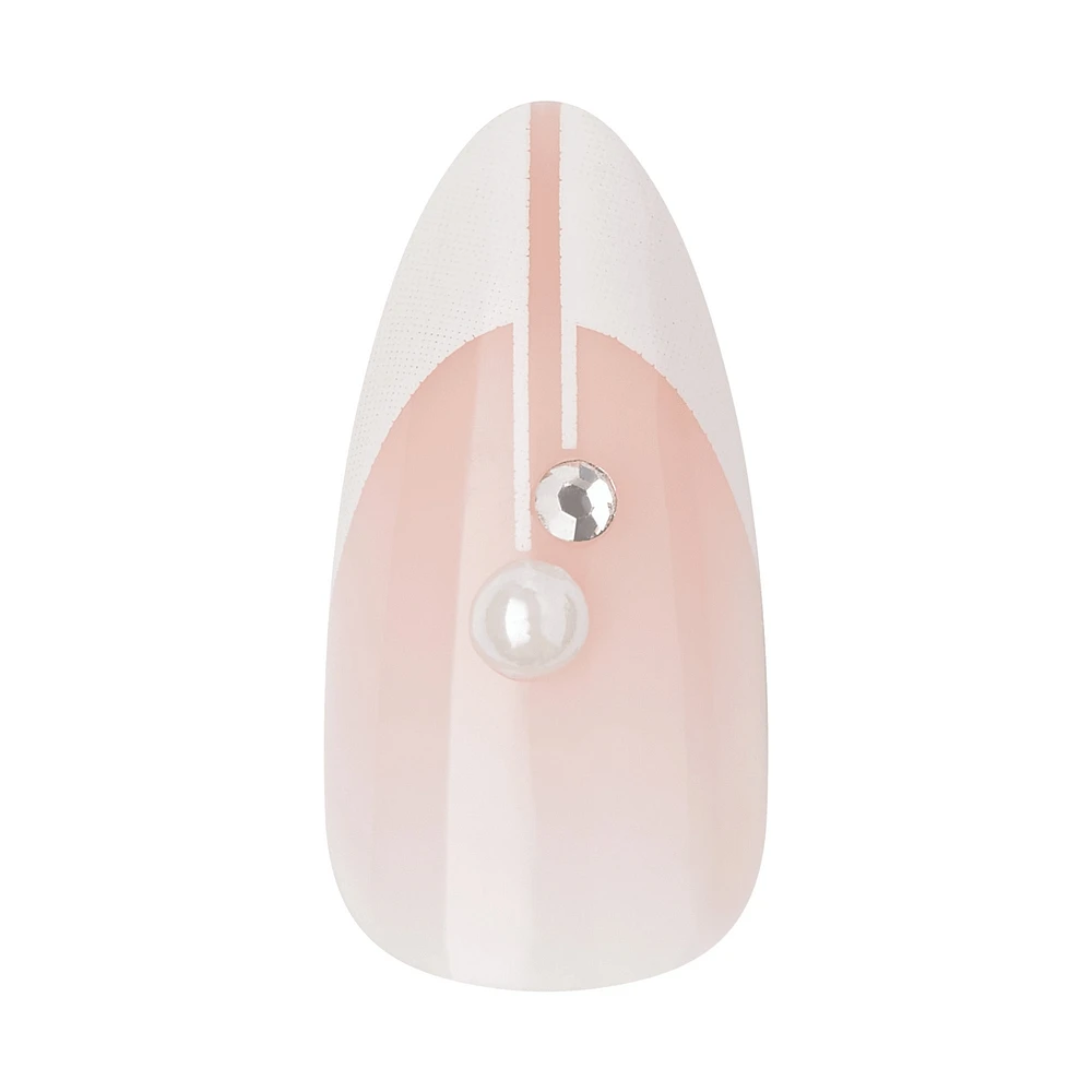 Kiss Premium Classy Press-On Nails, White Tipped French, Medium, Almond Shape, 33 Count